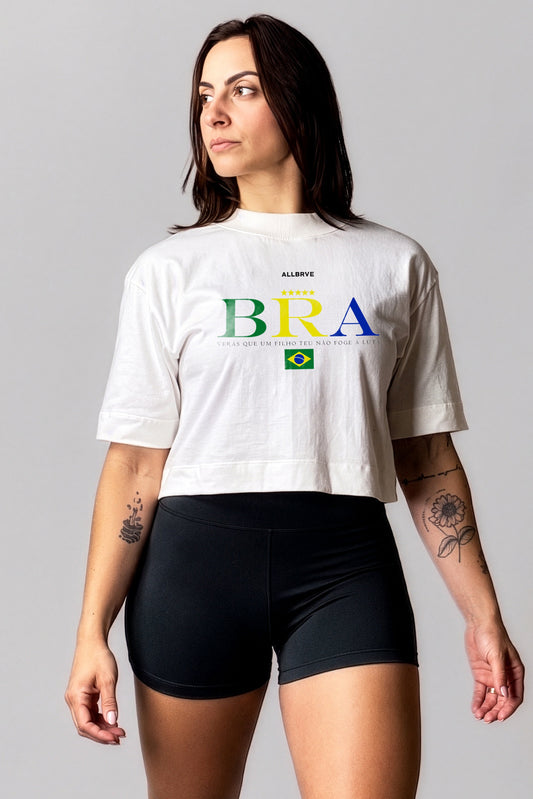 Cropped Oversized Branca Brasil [LIMITED]