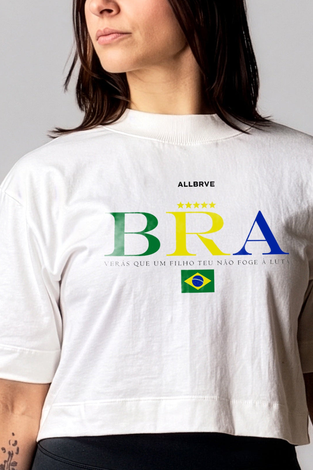 Cropped Oversized Branca Brasil [LIMITED]