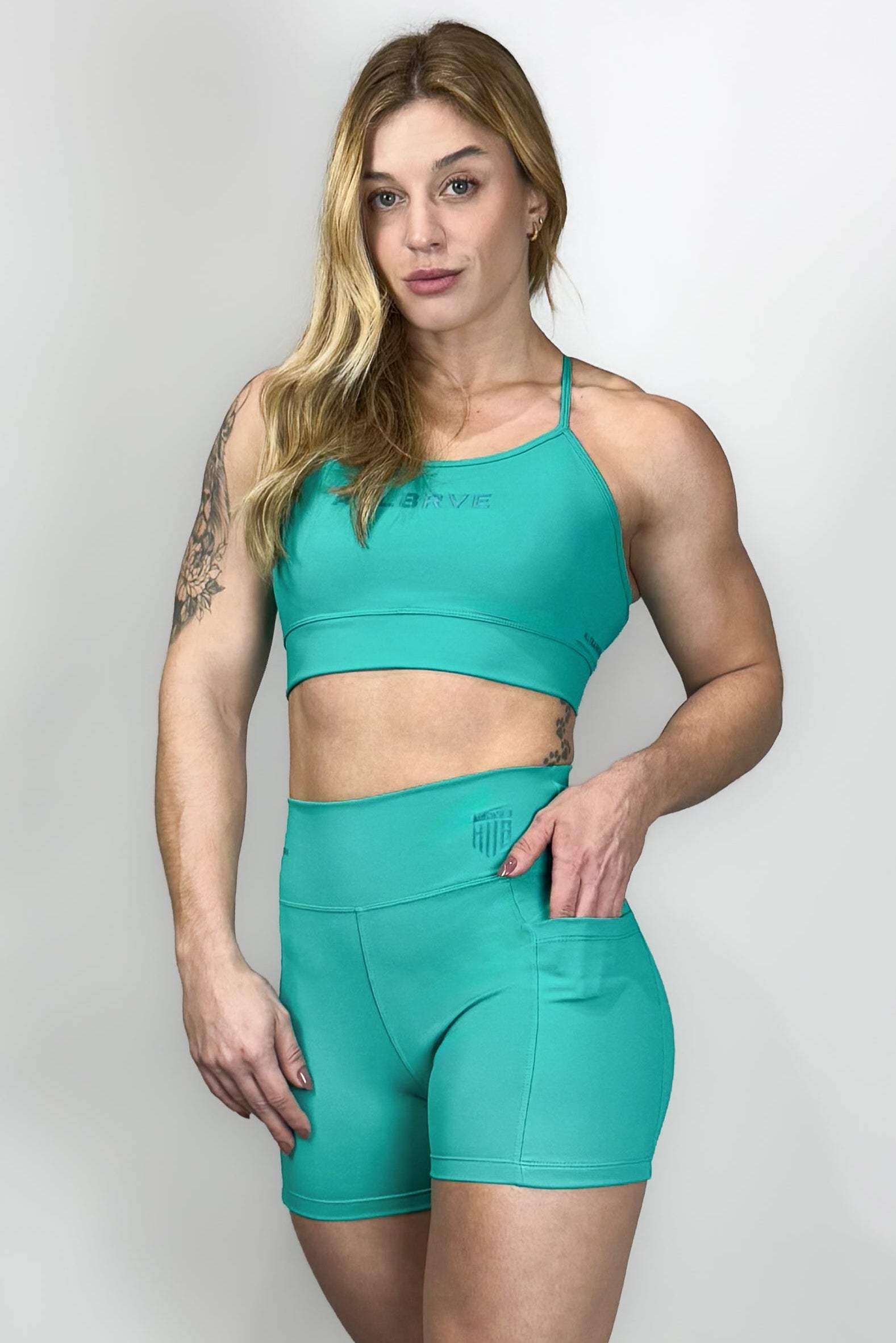 Shorts Feminino Alltraining® Essential com Bolso Verde Enseada