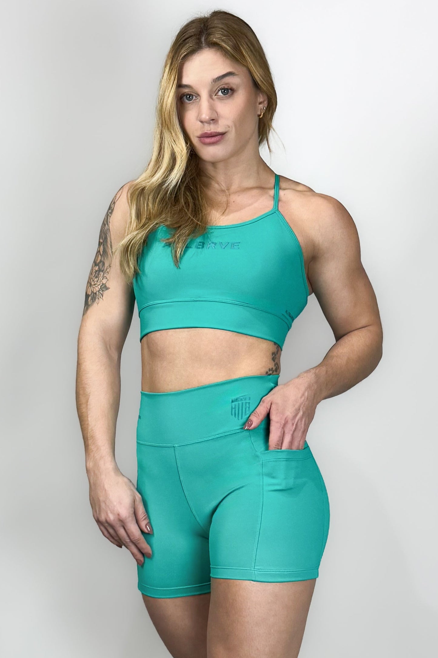 Shorts Feminino Alltraining® Essential com Bolso Verde Enseada