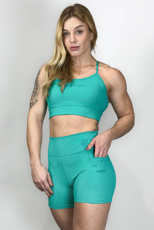 Shorts Feminino Alltraining® Essential com Bolso Verde Enseada