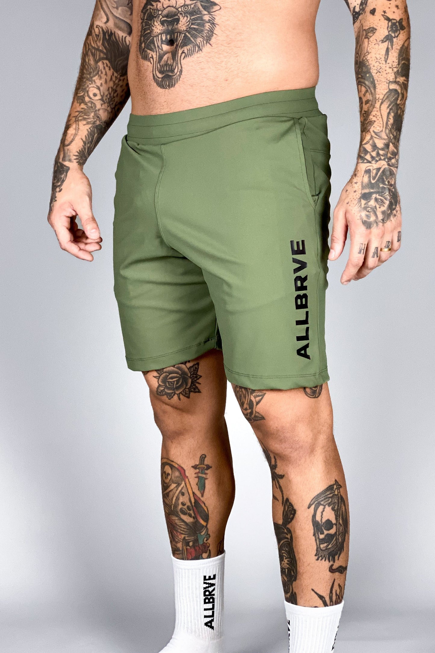 Shorts Masculino AllTraining Verde Army Allbrve Preto