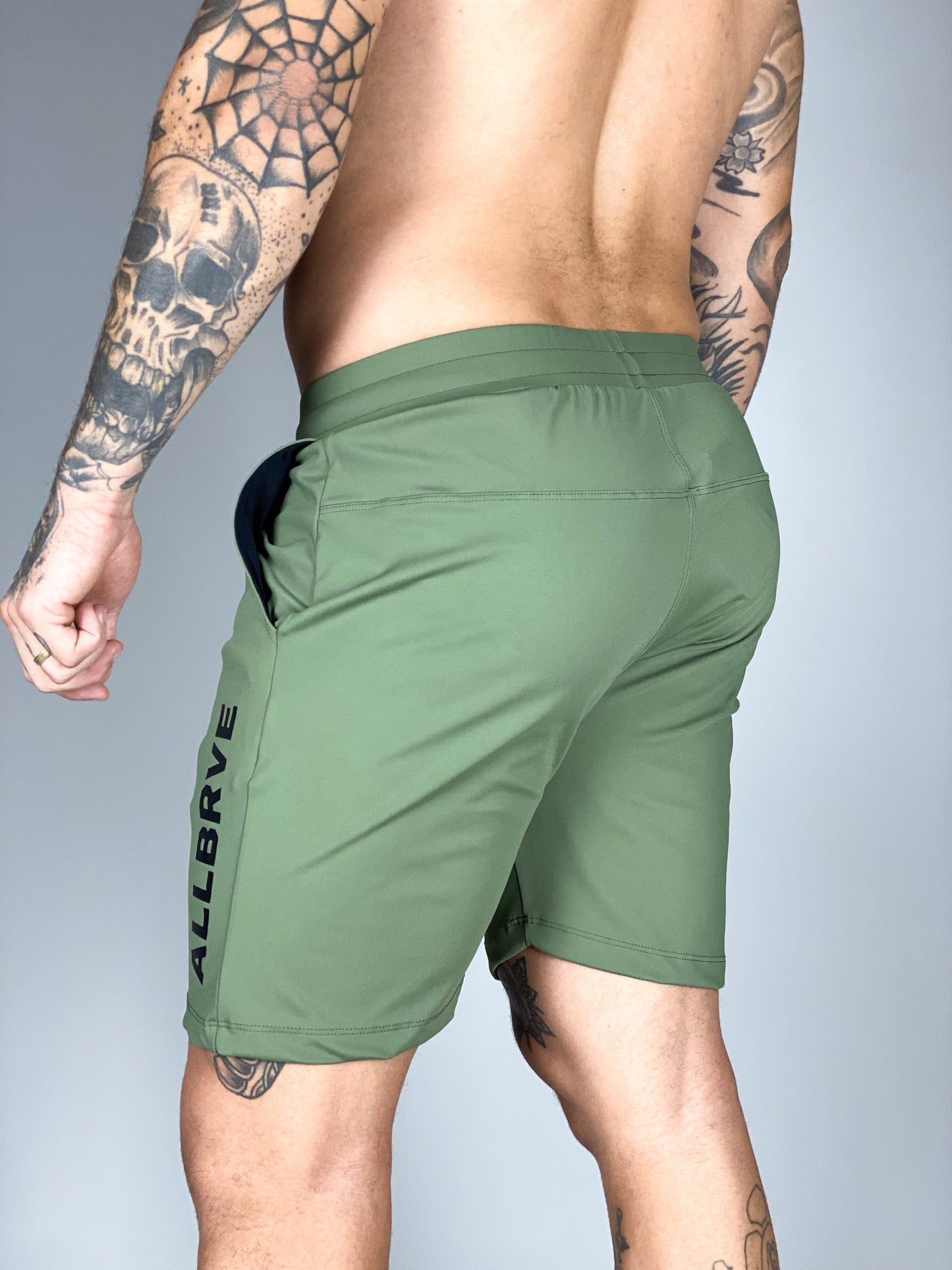 Shorts Masculino AllTraining Verde Army Allbrve Preto