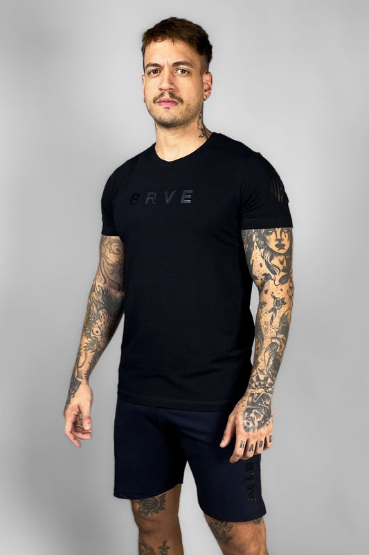 Camiseta Masculina  Preta Slim Fit  Allblack BRVE