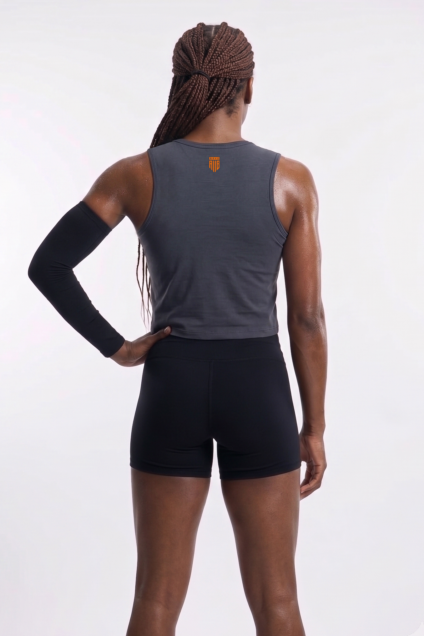 Regata Cropped Light Training Cinza Urban Laranja