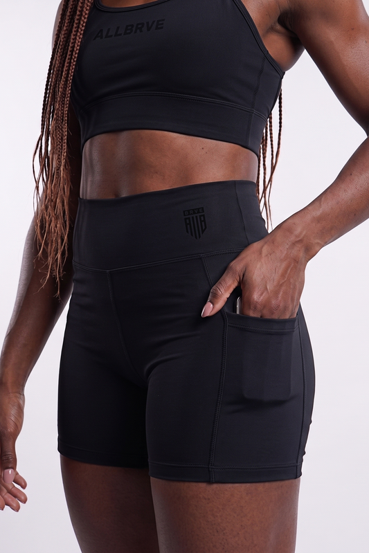 Shorts Feminino Alltraining® Essential com Bolso Preto Allblack