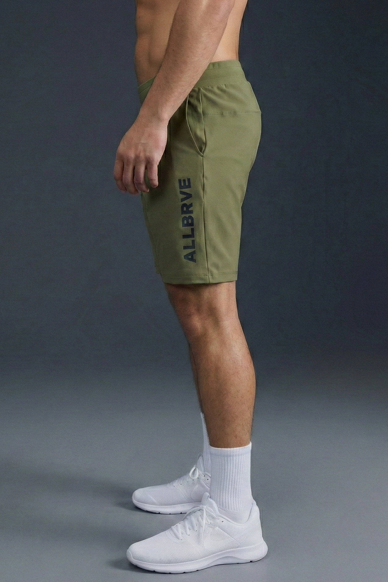 Shorts Masculino Alltraining Verde Oliva Allbrve Preto