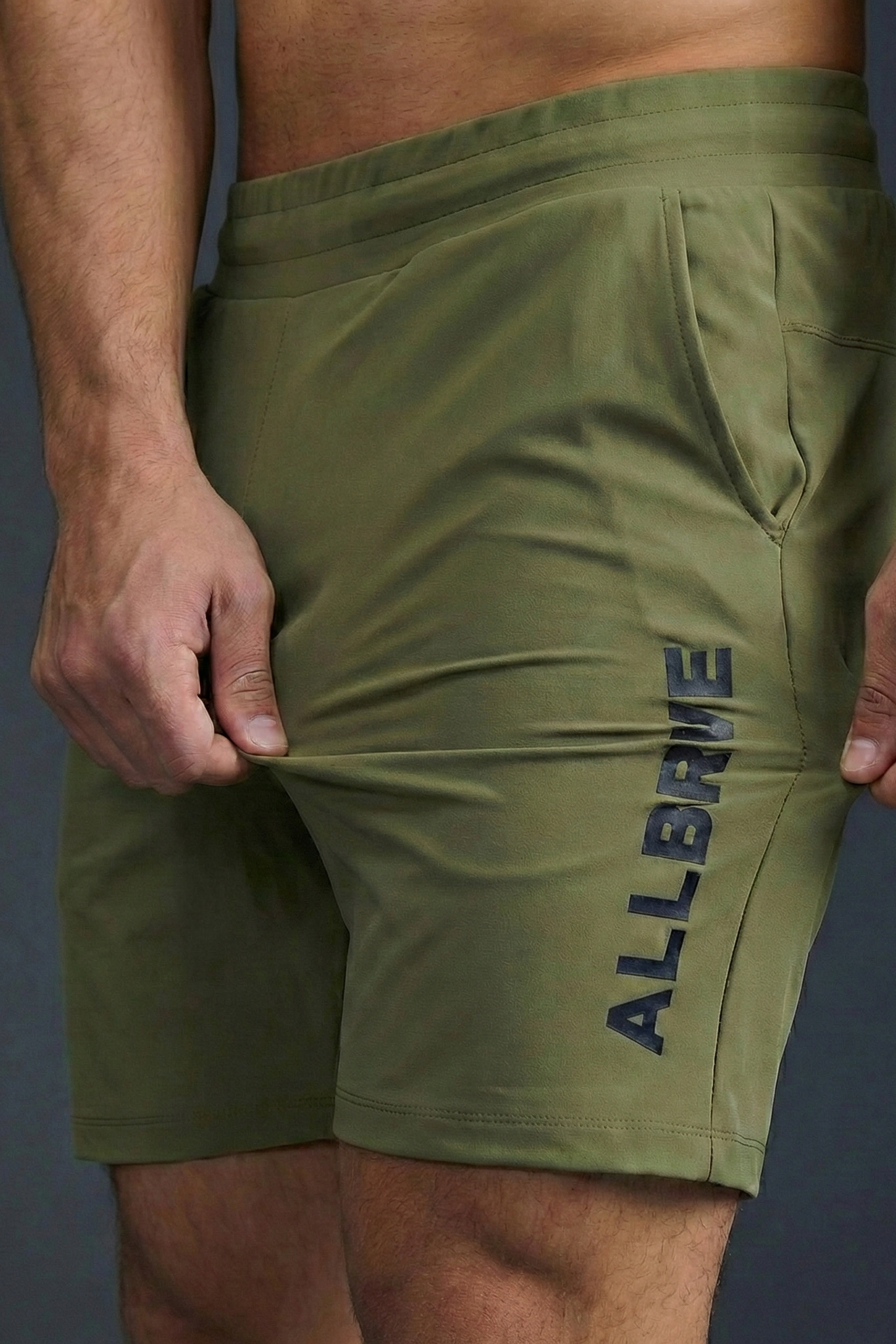 Shorts Masculino Alltraining Verde Oliva Allbrve Preto