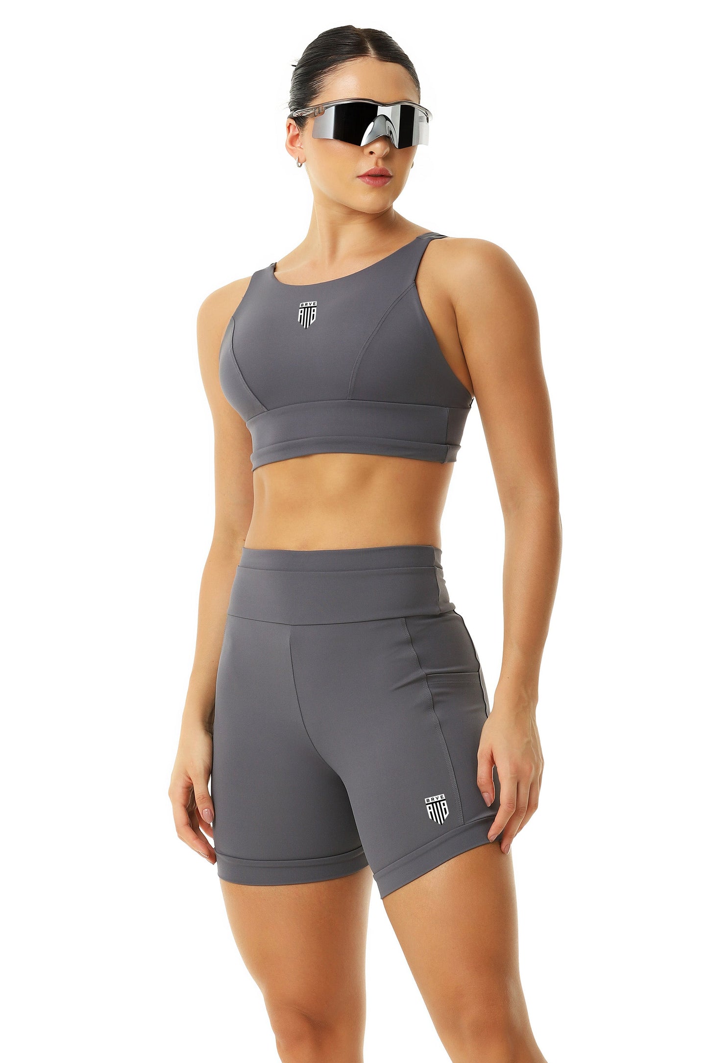 Shorts Feminino Alltraining Grip com Bolso Cinza Urban