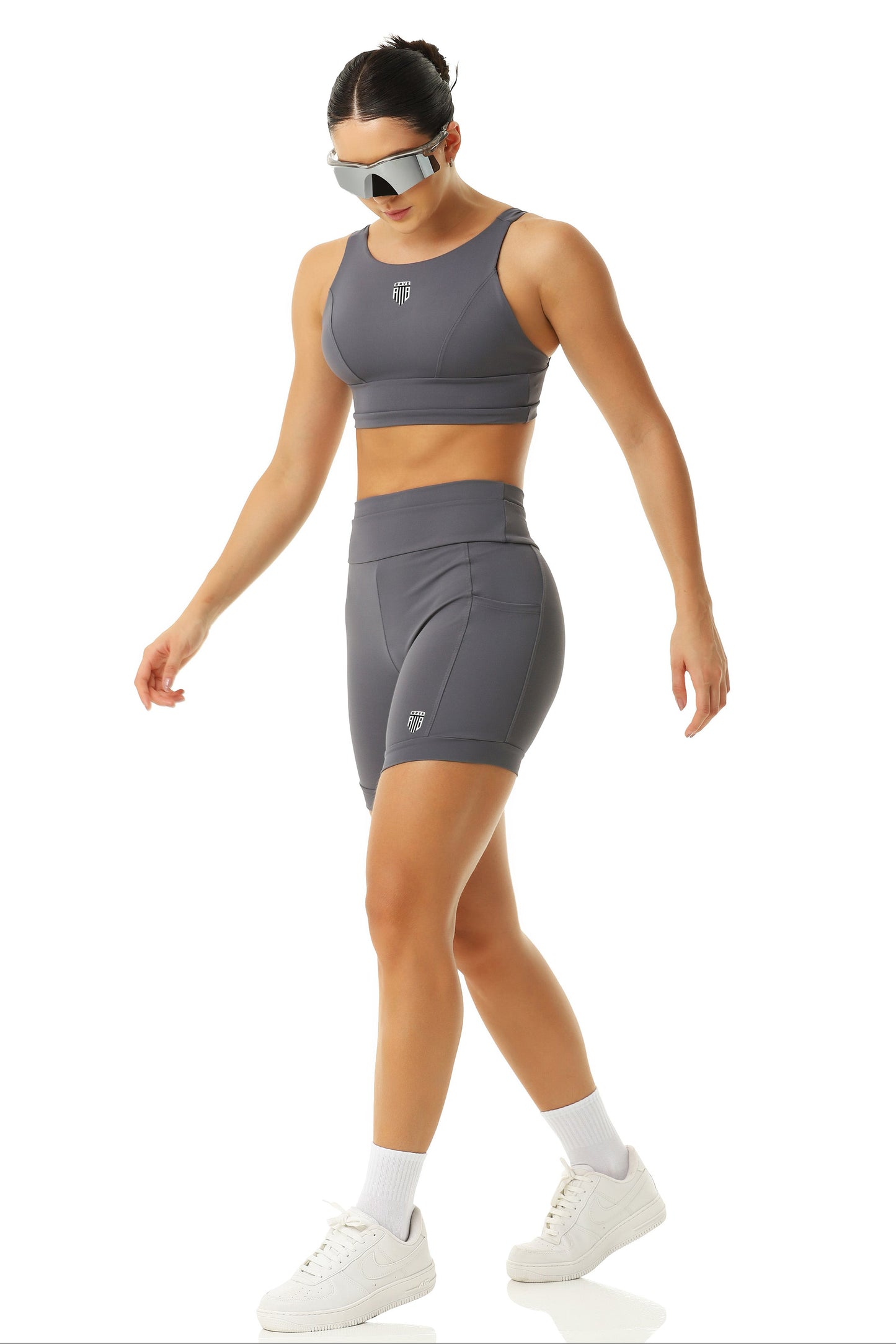 Shorts Feminino Alltraining Grip com Bolso Cinza Urban