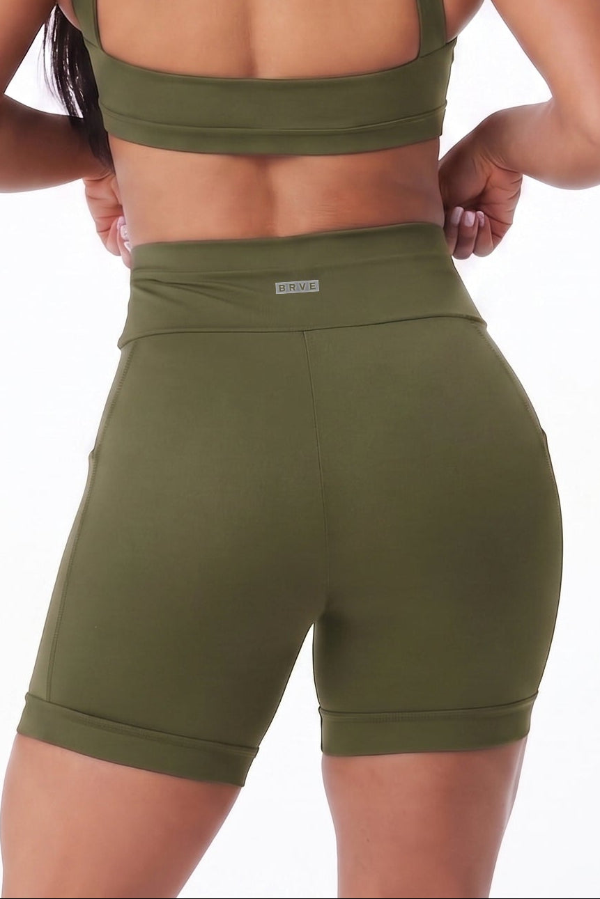 Shorts Feminino Alltraining® Grip com Bolso Verde Militar