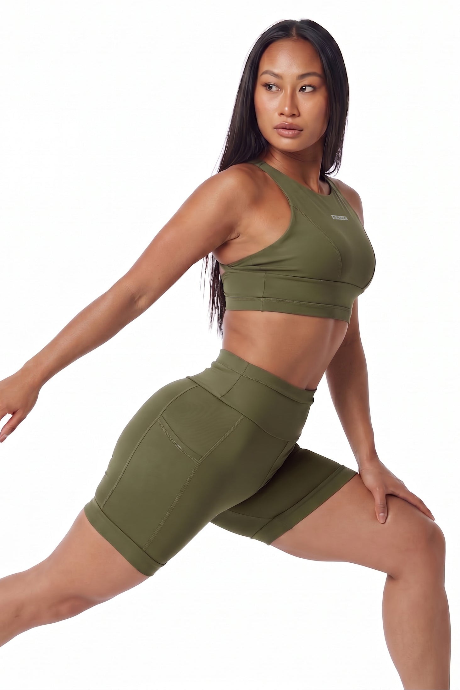 Shorts Feminino Alltraining® Grip com Bolso Verde Militar
